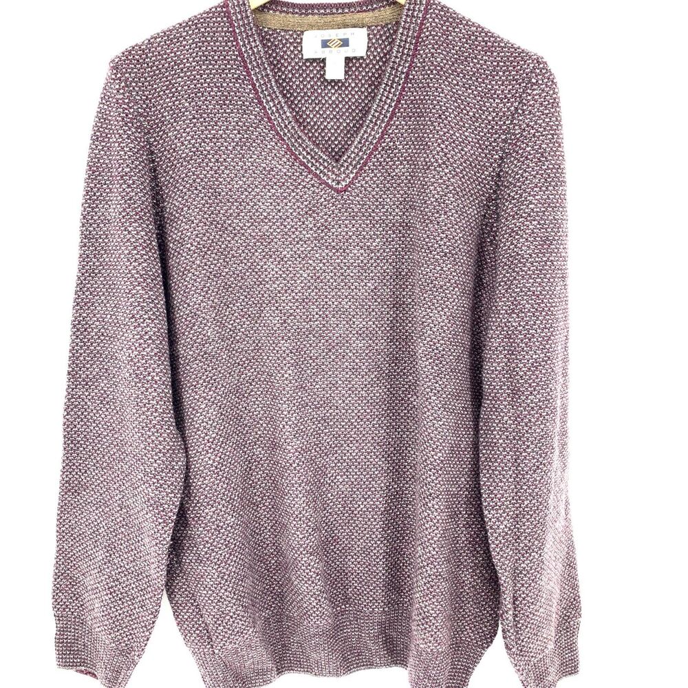 Joseph Abboud Men's Wool Blend V-Neck Pullover Sweater Burgundy Size L